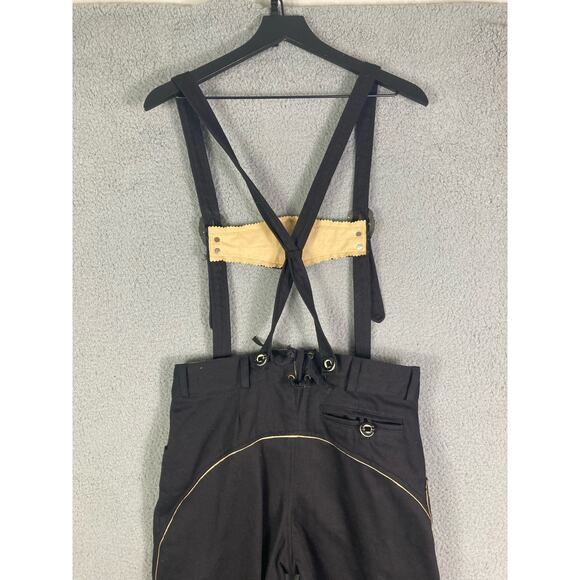 Men's Black Bavarian Lederhosen Jeans Suspenders Pants Sz 46 XS German - Picture 15 of 17